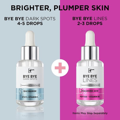 IT Cosmetics Skin Plumping Skincare Bundle - Hydrating & Smoothing Face Serums | Bye Bye Lines 1.5% Hyaluronic Acid & Bye Bye Dark Spots 4% Niacinamide