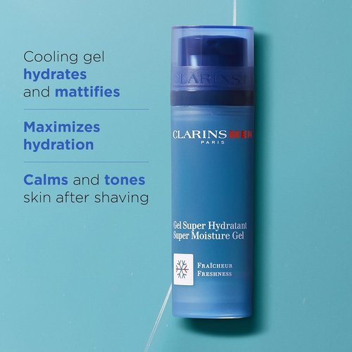 CLARINS MEN Super Moisture Gel - Cooling Hydrating Gel for Men | Soothes, Mattifies & Energizes | 1.7 Ounces