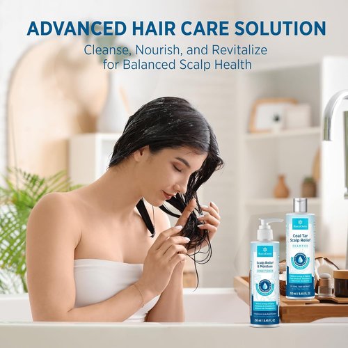 Roycederm Coal Tar Shampoo & Conditioner Set - 2% Coal Tar Extract for Dandruff Relief | Soothes Itchy Scalp & Hydrates Hair