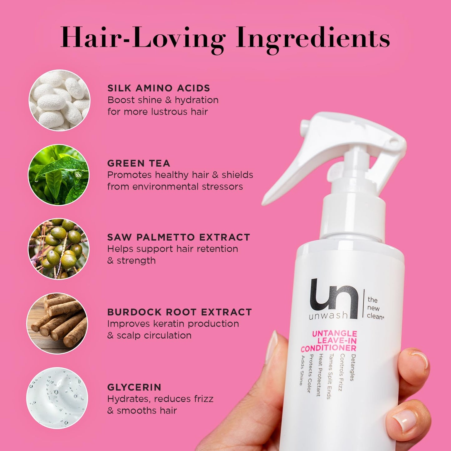 Unwash Untangle Leave-In Conditioner Spray - Vegan Frizz Control & Heat Protection | 6.25 fl oz