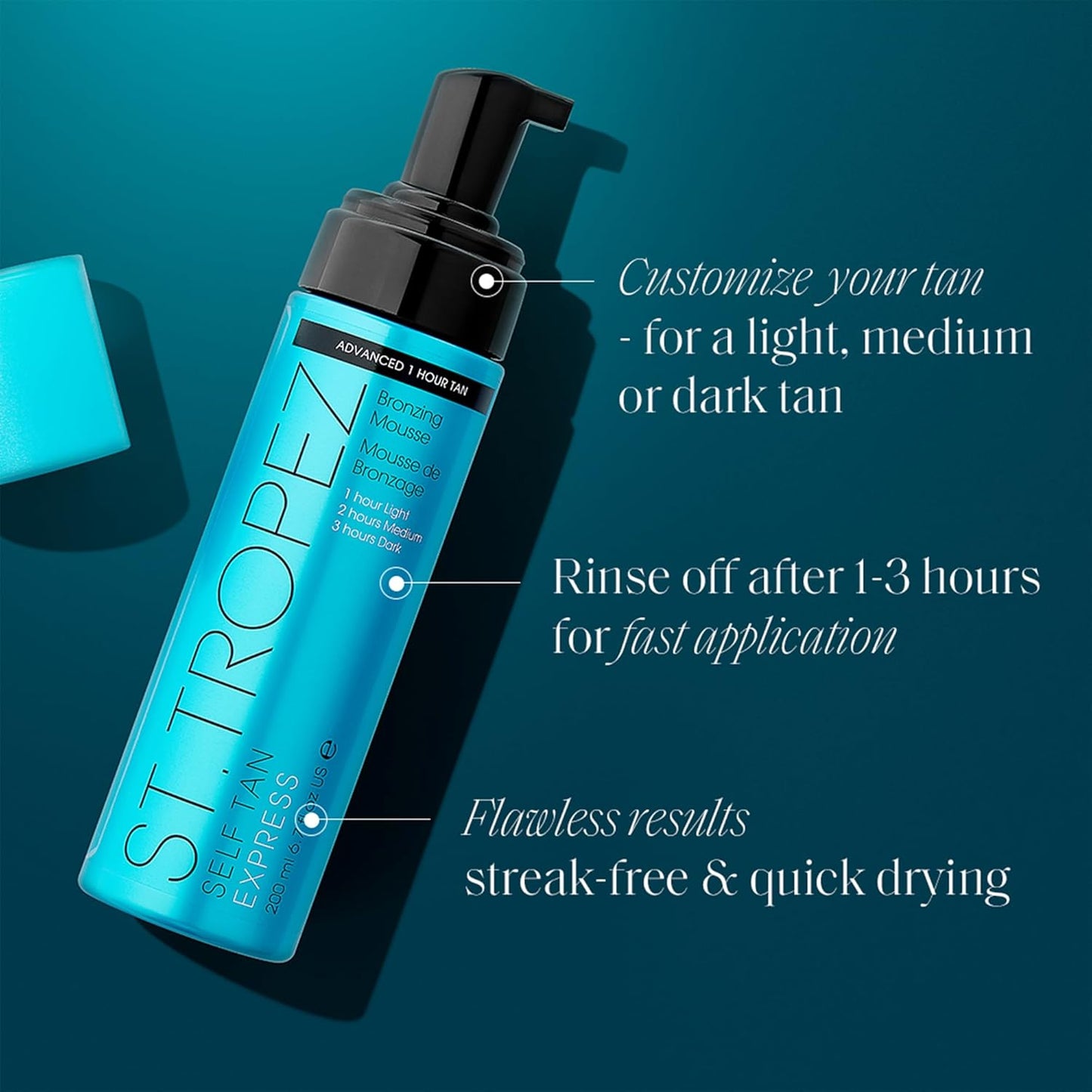 St.Tropez Self Tan Express Mousse - Fast Acting Fake Tan, Streak-Free Finish, Vegan, 3.4 Fl Oz