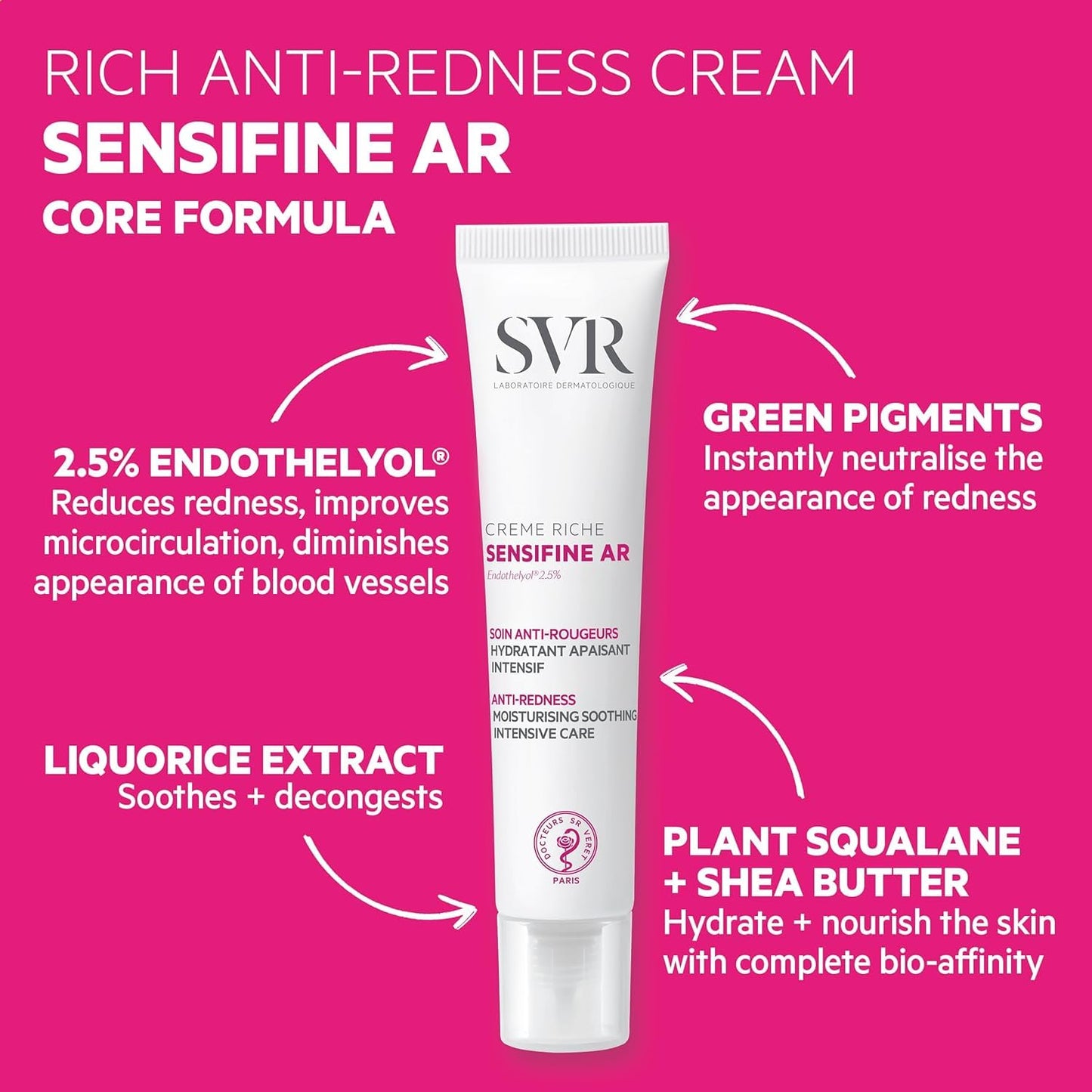SVR Sensifine AR Moisturizing Cream - Soothing Anti-Redness Care, 40ml (1.35 Fl Oz)