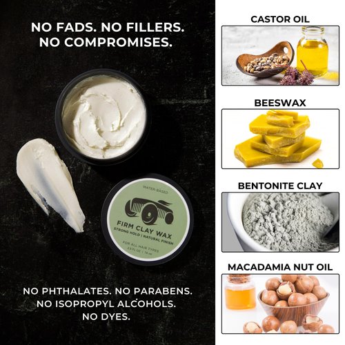 Brightside Firm Clay Wax - Strong Hold with Natural Finish - Water-Based Blend for All Hair Types | 2.5oz