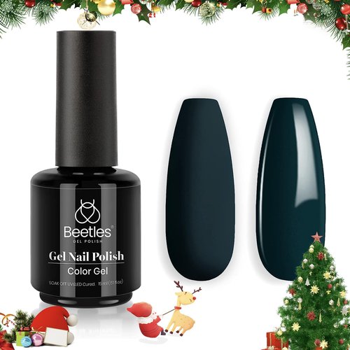 Beetles Dark Teal Gel Nail Polish Gel Polish 15ml Aegean Dark Navy Blue Jewel Tone Nail Art Manicure Salon DIY Decoration at Home Soak Off Uv Lamp Cured Gift for Women