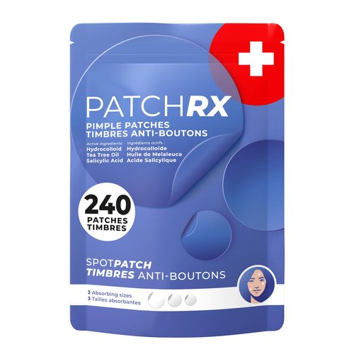 PatchRx Pimple Patches for Face (240 Patches), Hydrocolloid Acne Patches with Tea Tree Oil & Salicylic Acid, Pimple Patch Pimple Stickers, Hydrocolloid Patch Acne Dots Acne Pimple Patches For Face
