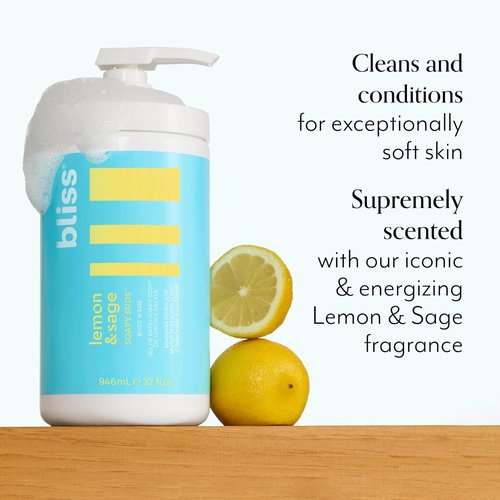 Bliss Soapy Suds Body Wash - Hydrating Lemon & Sage Formula - 32 Fl Oz - Vegan & Cruelty-Free