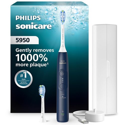 Philips Sonicare Electric Toothbrush - 6 Brushing Settings, Pressure Sensor, Travel Case | Navy Blue, 21-Day Runtime