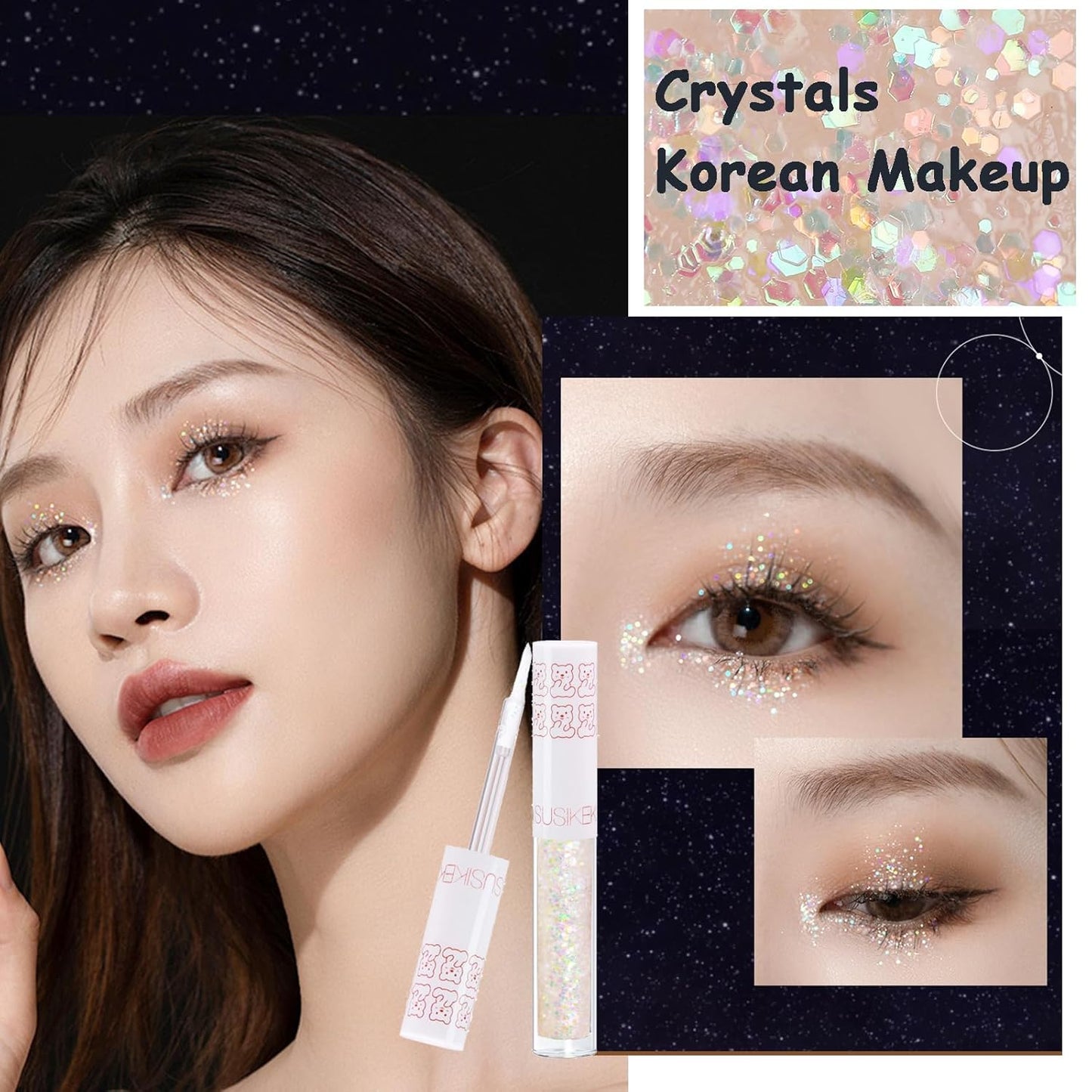 Skiennix Liquid Glitter Eyeshadow Eyeliner - Long Lasting, Quick Drying Shimmer Makeup Set | 6 Pcs for Valentine's Day