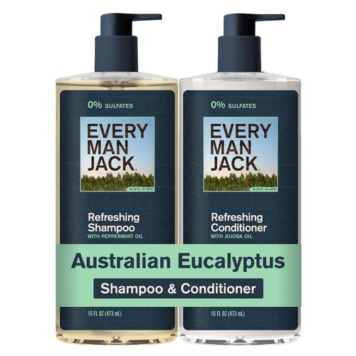 Every Man Jack Men's Shampoo & Conditioner Set - Sulfate-Free Eucalyptus Formula - 16 fl oz (2 Pack)
