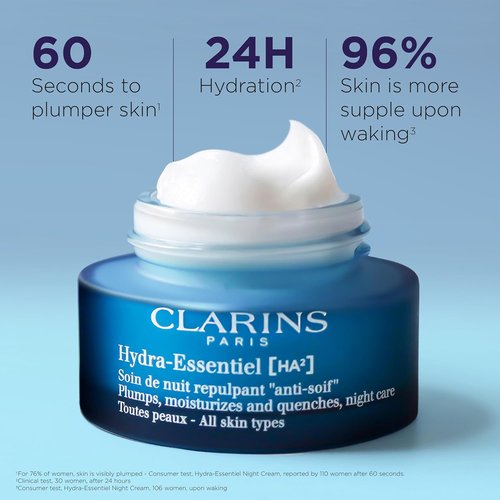 Clarins Hydra-Essentiel Night Cream - Intense Hydrating Moisturizer for Plumper Skin | 1.7 Oz