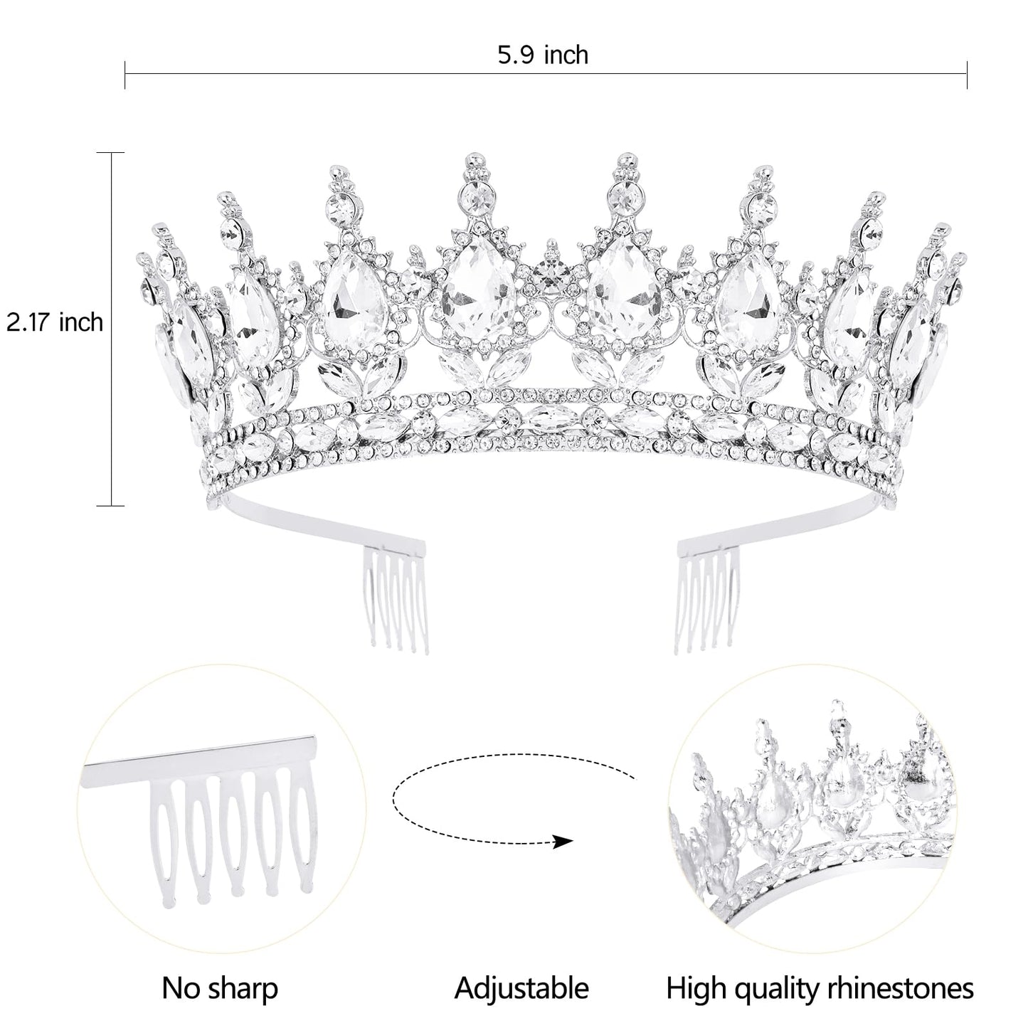 Vovii Birthday Crown & Sash Set for Women, Sliver Rhinestone Tiara & Birthday Queen Sash for Women Birthday Decorations, Happy Birthday Party Decorations for Birthday Crown Adult Woman