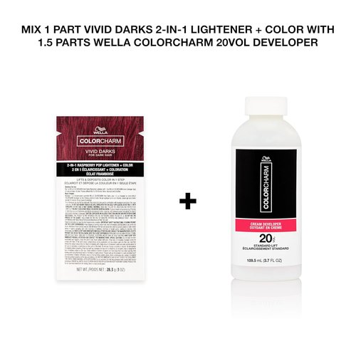 COLORCHARM Vivid Darks - 2-in-1 Lightener & Permanent Cream Color | Nourishing Vegan Formula | 2 Fl Oz