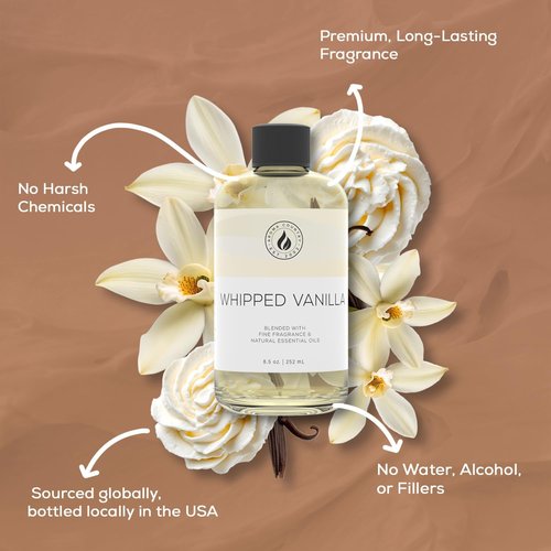 Aroma Country Whipped Vanilla Diffuser Oil - Luxury Essential Oil Refill for Long-Lasting Home Fragrance (8.5 Fl. oz)
