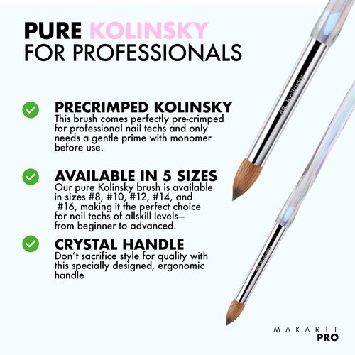 MakarttPro Kolinsky Acrylic Nail Brush #8 - 100% Pure Kolinsky Hair for Superior Liquid Retention | Ideal for Professionals & Beginners