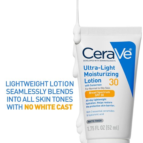 CeraVe Ultra-Light Moisturizing Lotion - Daily Face Moisturizer with SPF 30 & Hyaluronic Acid | 1.7 Ounce