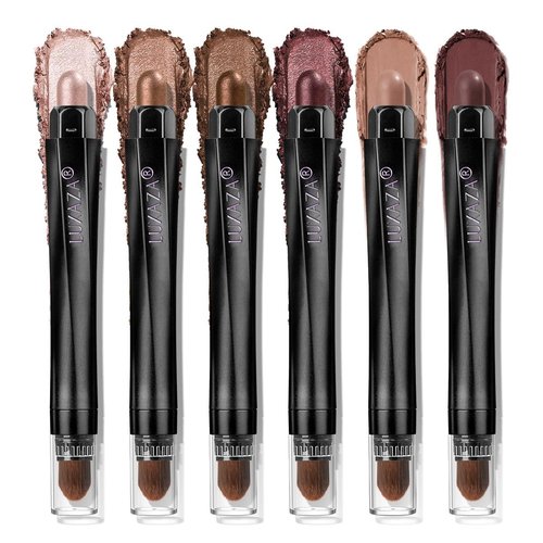 LUXAZA PRO Eyeshadow Stick Makeup Set - 6PCS Brown Metallic Shimmer & Matte Cream Crayon | Grape Wine