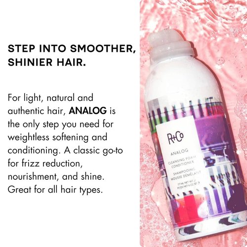 R+Co ANALOG Cleansing Foam Conditioner - Lightweight, Softening & Frizz-Reducing Formula for All Hair Types