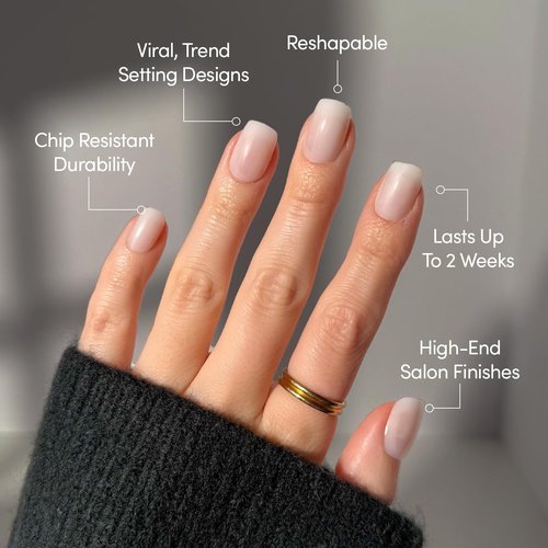 Glamnetic Press On Nails - Clean Cut | Short Squoval White Fake Nails, Salon Quality Milky Nails | 15 Sizes - 30 Nail Kit with Glue