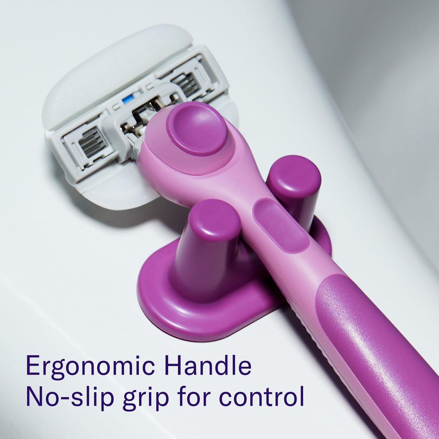 Flamingo Moisture Plus Women's Razor Set - Razor Handle, 4 Razor Blade Refills, Shower Holder - Fig