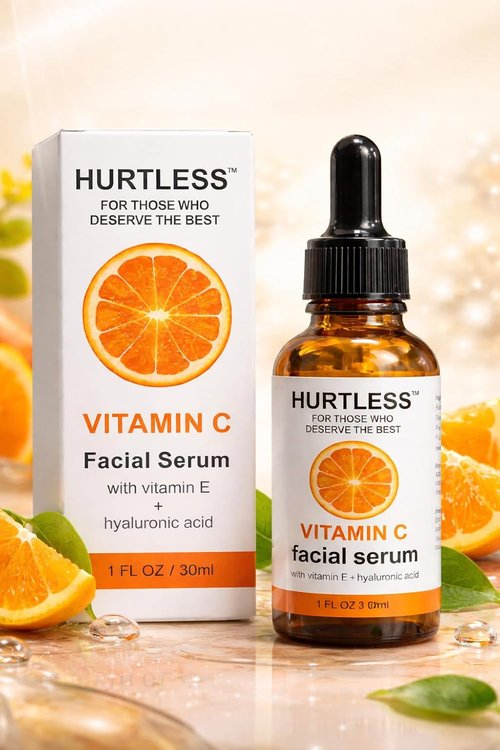 HURTLESS Vitamin C Face Serum - Brightening & Hydrating Formula with Hyaluronic Acid | 30 ml / 1.01 fl oz