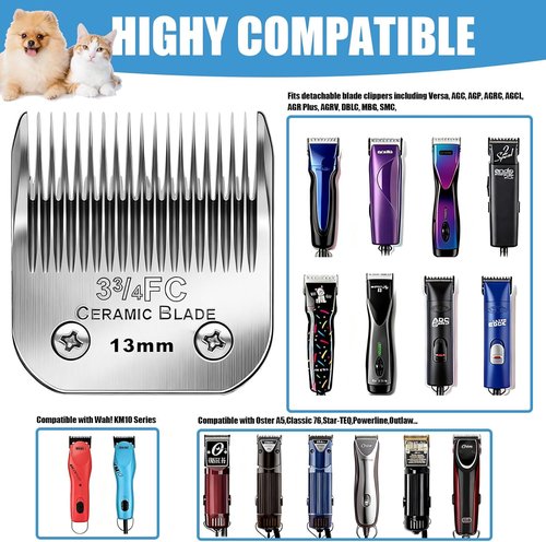 Andis Dog Grooming Replacement Blades - Compatible with Oster A5 & Wahl KM-10 | 3FC Blades (13mm)