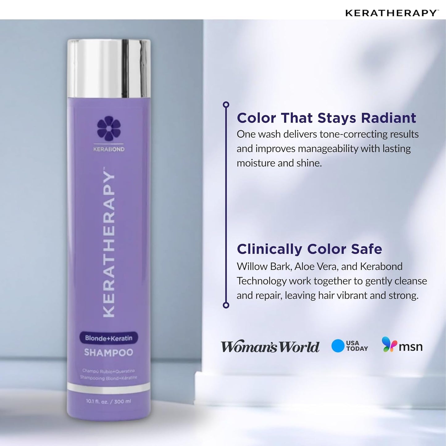 KERATHERAPY Violet Toning Shampoo - Keratin Infused for Blonde, Silver & Highlighted Hair | 10.1 fl. oz.