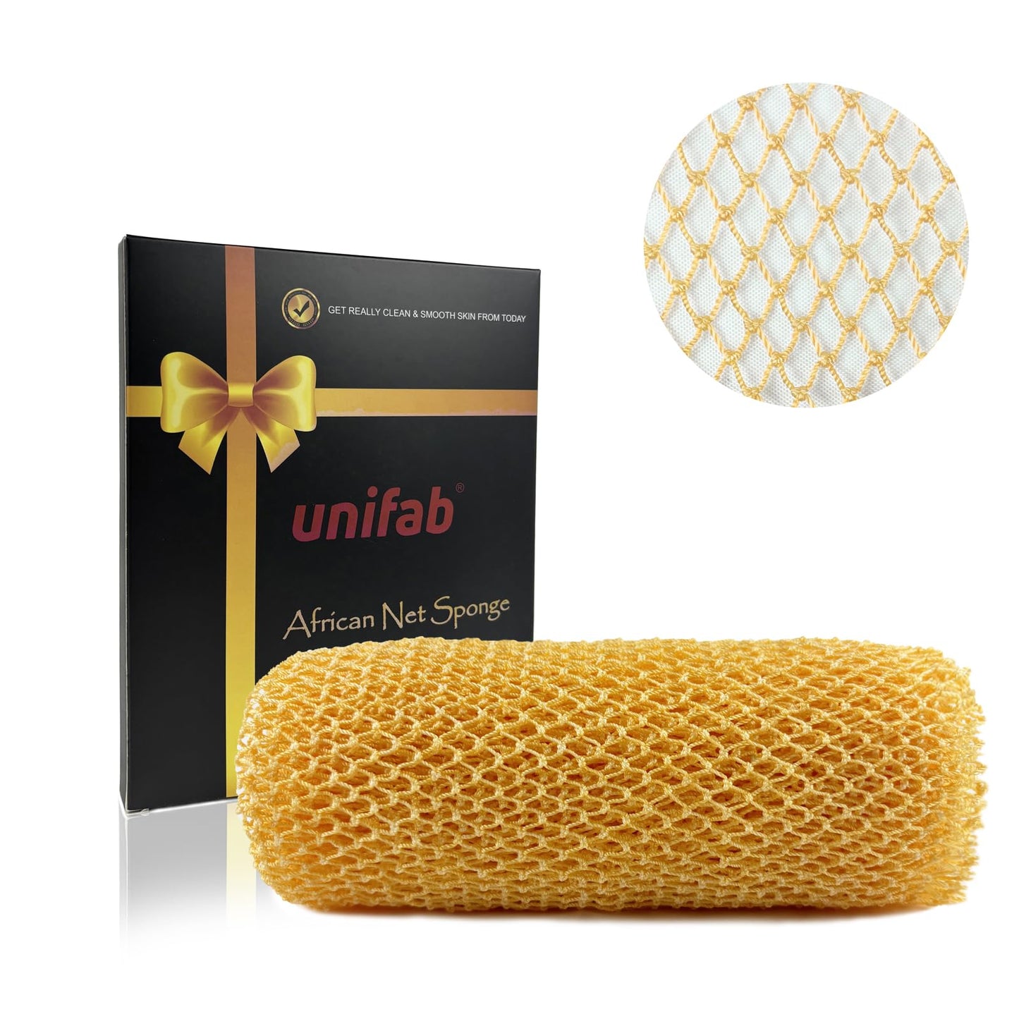 Unifab African Net Sponge Real African Exfoliating Net Bath Sponge Wash Cloth Exfoliating Washcloth African Net Cloth Body Scrubber for Shower Yellow