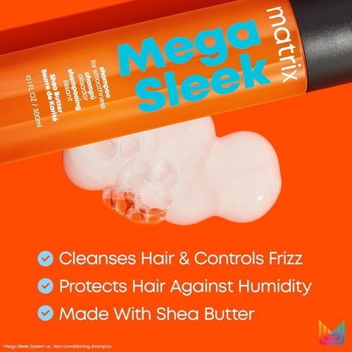 Matrix Mega Sleek Shampoo & Conditioner Set | Frizz Control & Nourishing Miracle Creator for Smooth, Shiny Hair