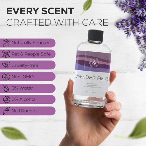 Aroma Country Lavender Fields Diffuser Oil - Luxury Natural Essential Oil for Long-Lasting Home Fragrance (8.5 Fl. oz)
