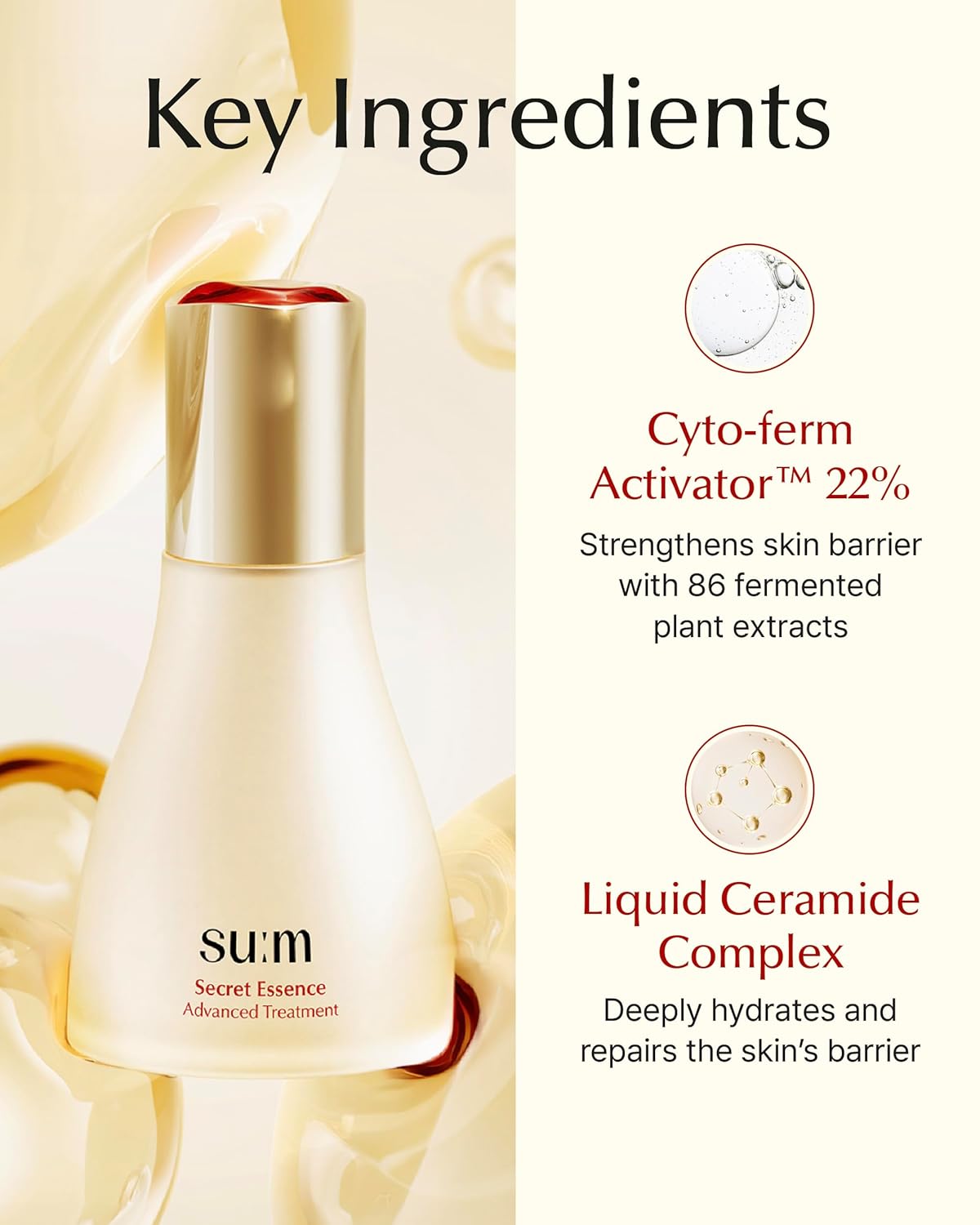 SU:M Secret Essence Hydrating Serum - Boost Skin Barrier, Elasticity & Vitality | 1.01 fl oz