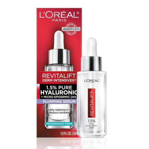 L'Oreal Paris Revitalift Hyaluronic Acid Serum - Hydrate Skin & Reduce Wrinkles | Fragrance-Free, 1 Oz