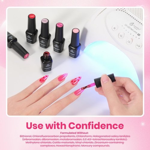 Beetles Pink Gel Polish Set - Love's Prism 25 Color Pink Gel Polish Set with Nail Tools, White Red Glitter Pearl Spring Nail Gel, Salon DIY Soak Off UV Nail Lamp Easter Gifts for Women