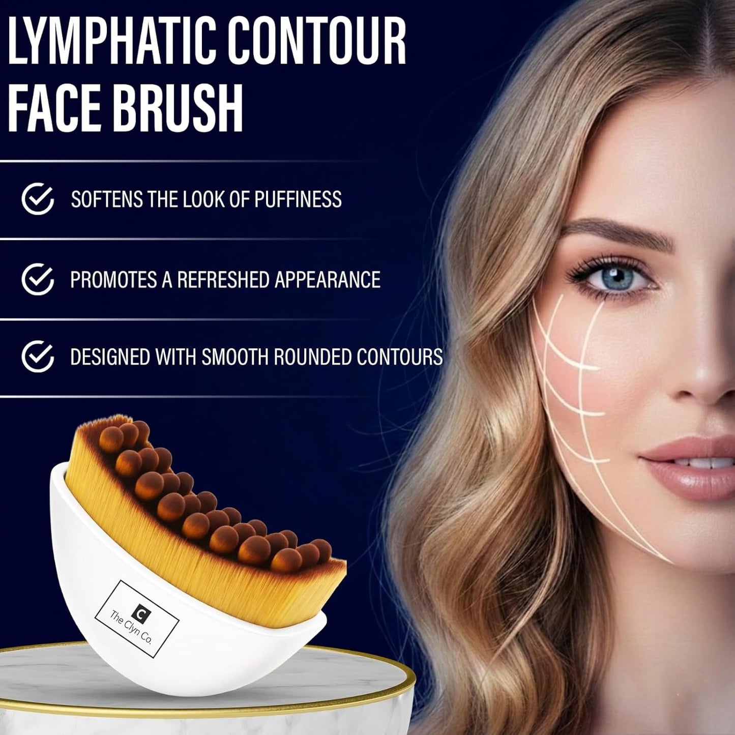 Skiennix Lymphatic Contour Face Brush - Ultra Soft Bristles & Ergonomic Handle for Radiant Skin