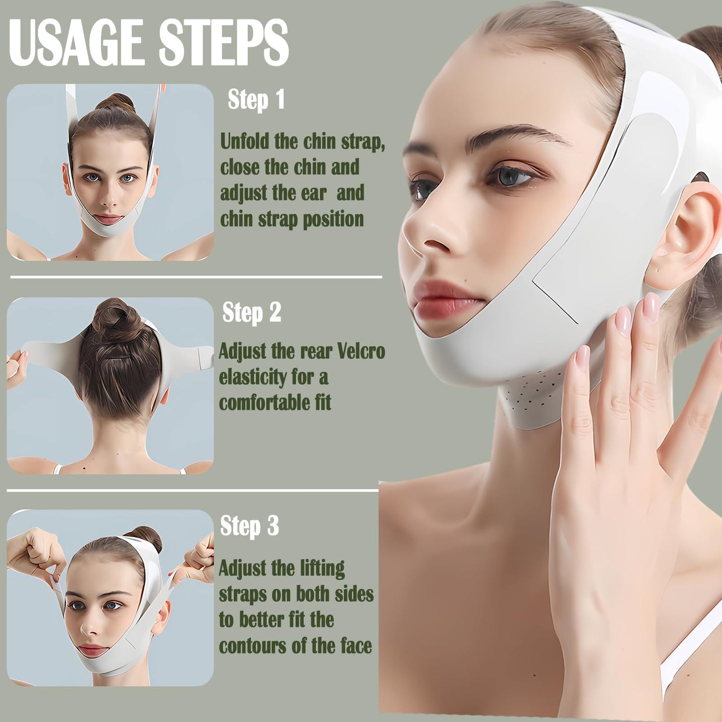 Chin Strap for Women,Reusable V Line Lifting Mask,Soft Comfortable Breathable Chin Strap for Women