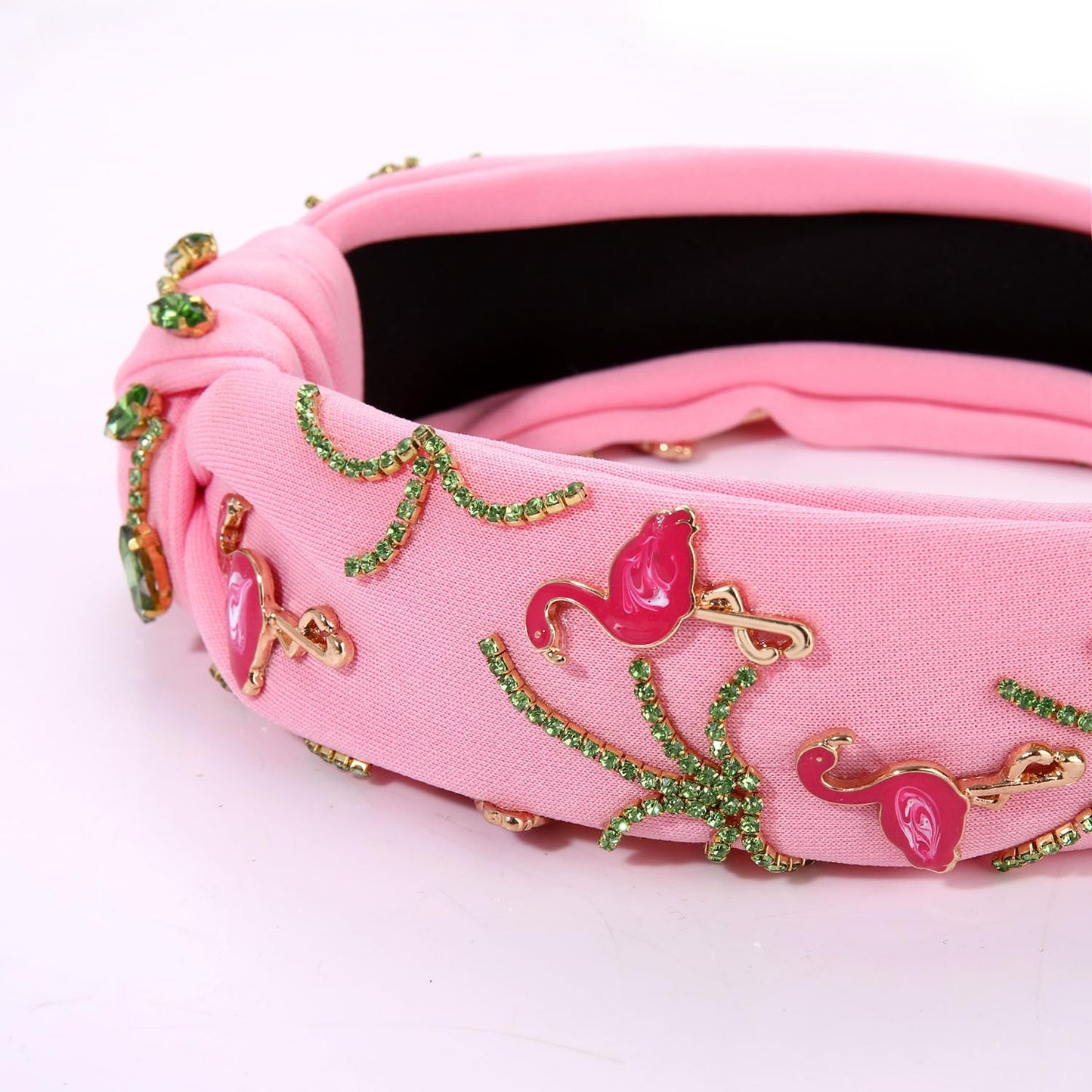 JERTOCLE Flamingo Headband for Women Tropical Pink Flamingo Knotted Headband Summer Boho Top Knot Headband Summer Beach Vacation Hair Accessories Gifts