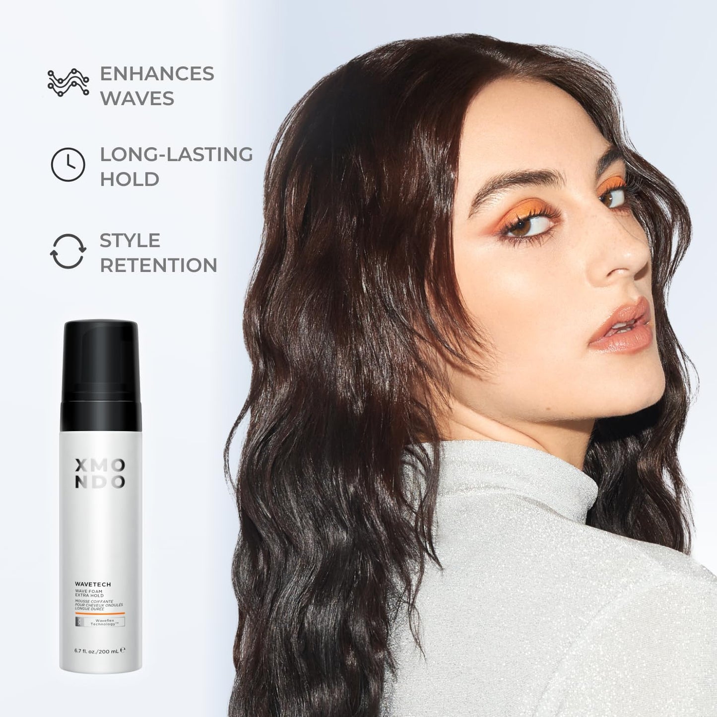 XMONDO Hair Wavetech Wave Foam - Extra Hold Vegan Formula with Pro-Vitamin B5, 6.7 Fl Oz, 1-Pack