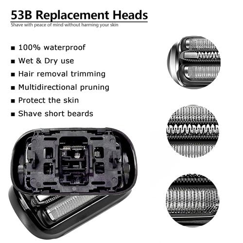 Braun Series 5 & 6 53B Shaver Replacement Head - Wet & Dry Foil and Cutter for S5/S6 Razors