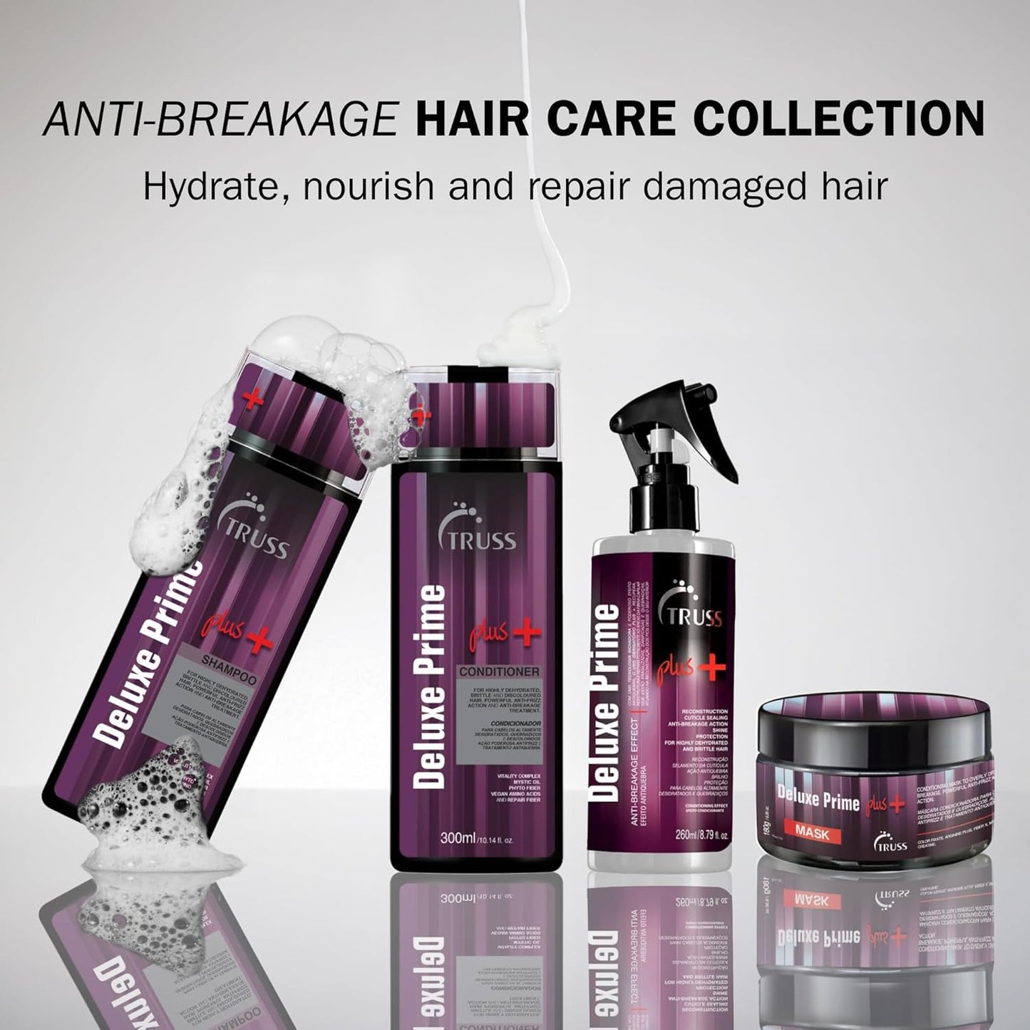 TRUSS Deluxe Prime Plus+ Shampoo - Moisturizing Formula for Dry, Damaged Hair | Frizz Control & Shine (10.1 Fl Oz)