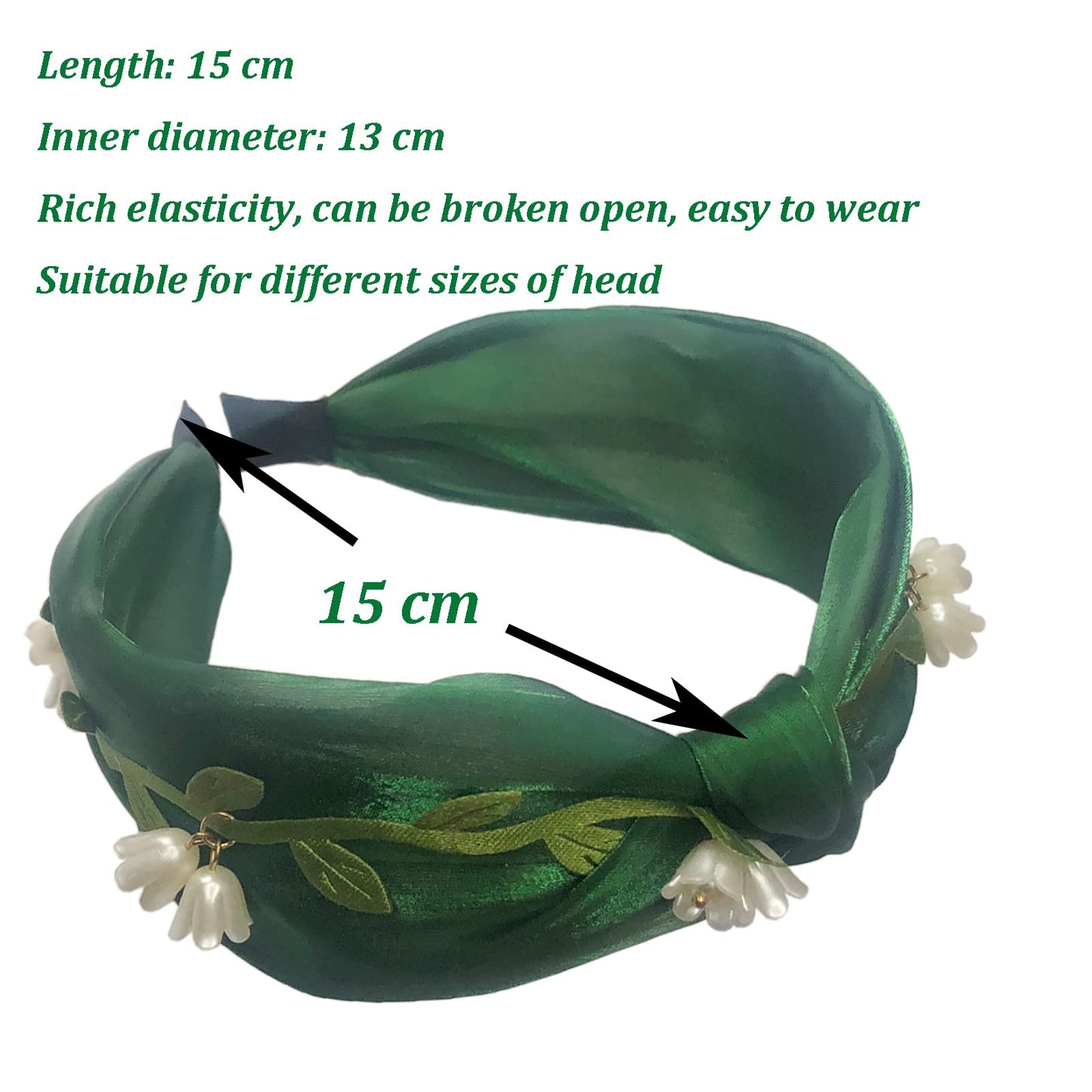 LINAYOHA 1 Pcs Flower Headbands For Women Girl Wide Top Knotted Turban Headbands Vintage Satin Fabric Hairband Lady Headwear Hair Hoop for Birthday School Day Gift (Green)