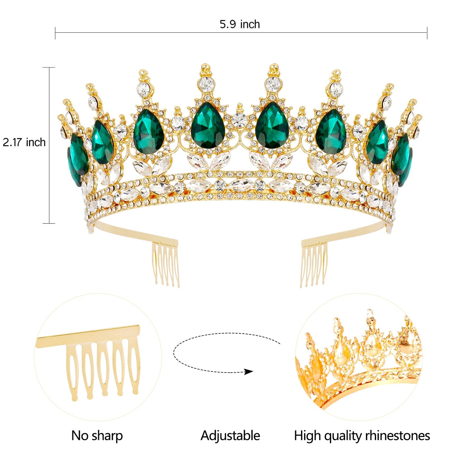 Vovii Birthday Crown & Sash Set for Women, Green Tiara & Birthday Queen Sash for Women Birthday Decorations, Happy Birthday Party Decorations for Birthday Crown Adult Woman