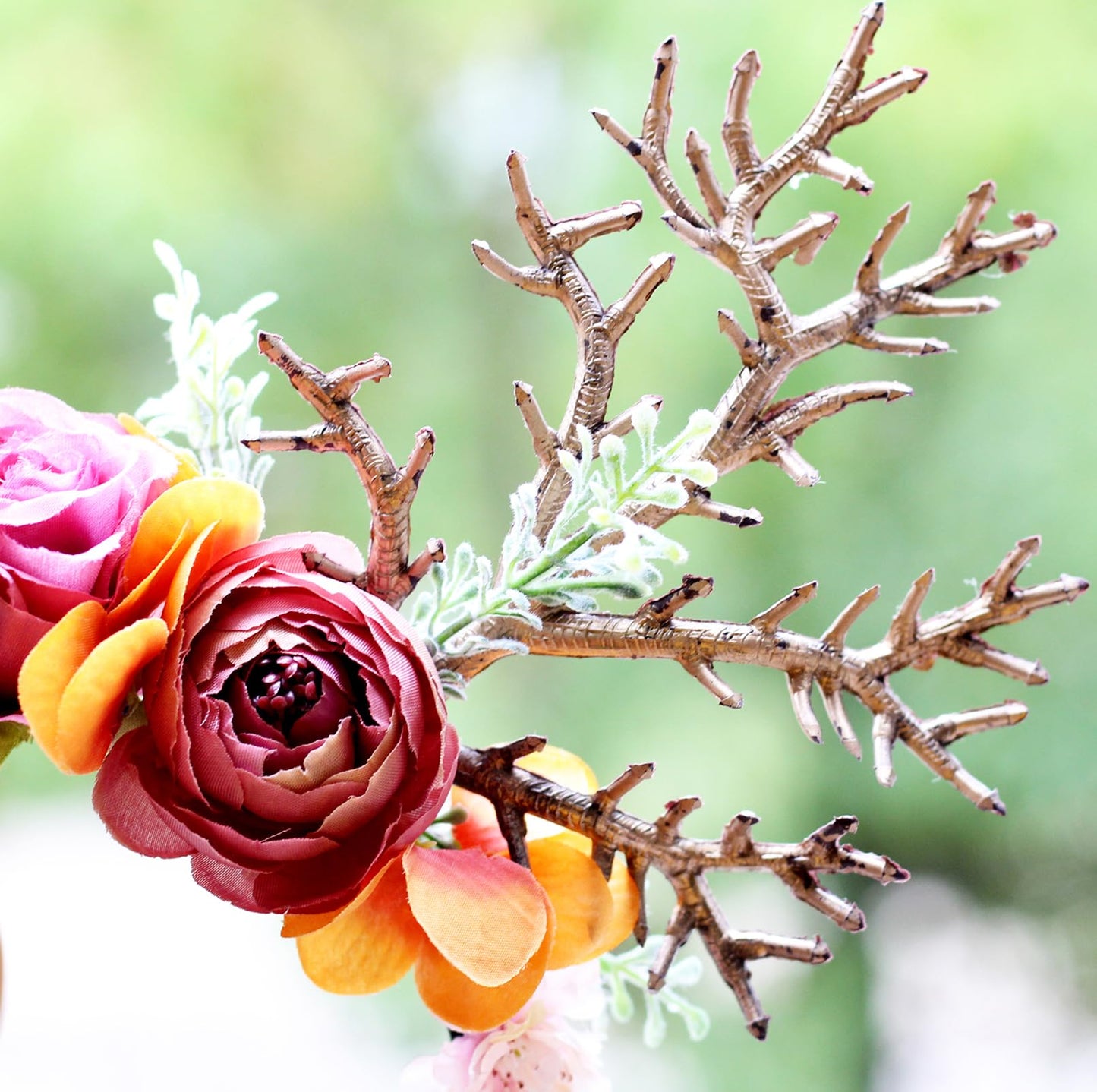 LLinfflr Deer Antler Hair Band with Flowers, Purple, Hairband for Cosplay Costume Party, Unisex