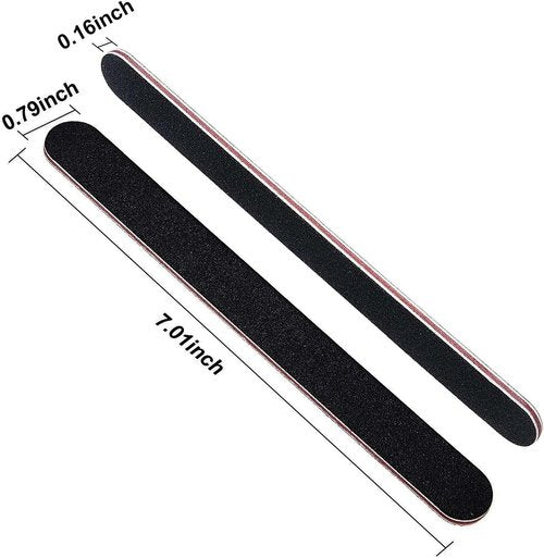 Karlash 10 PCS Double-Sided Nail Files - Professional Grit for Gel Manicure & Pedicure - Black