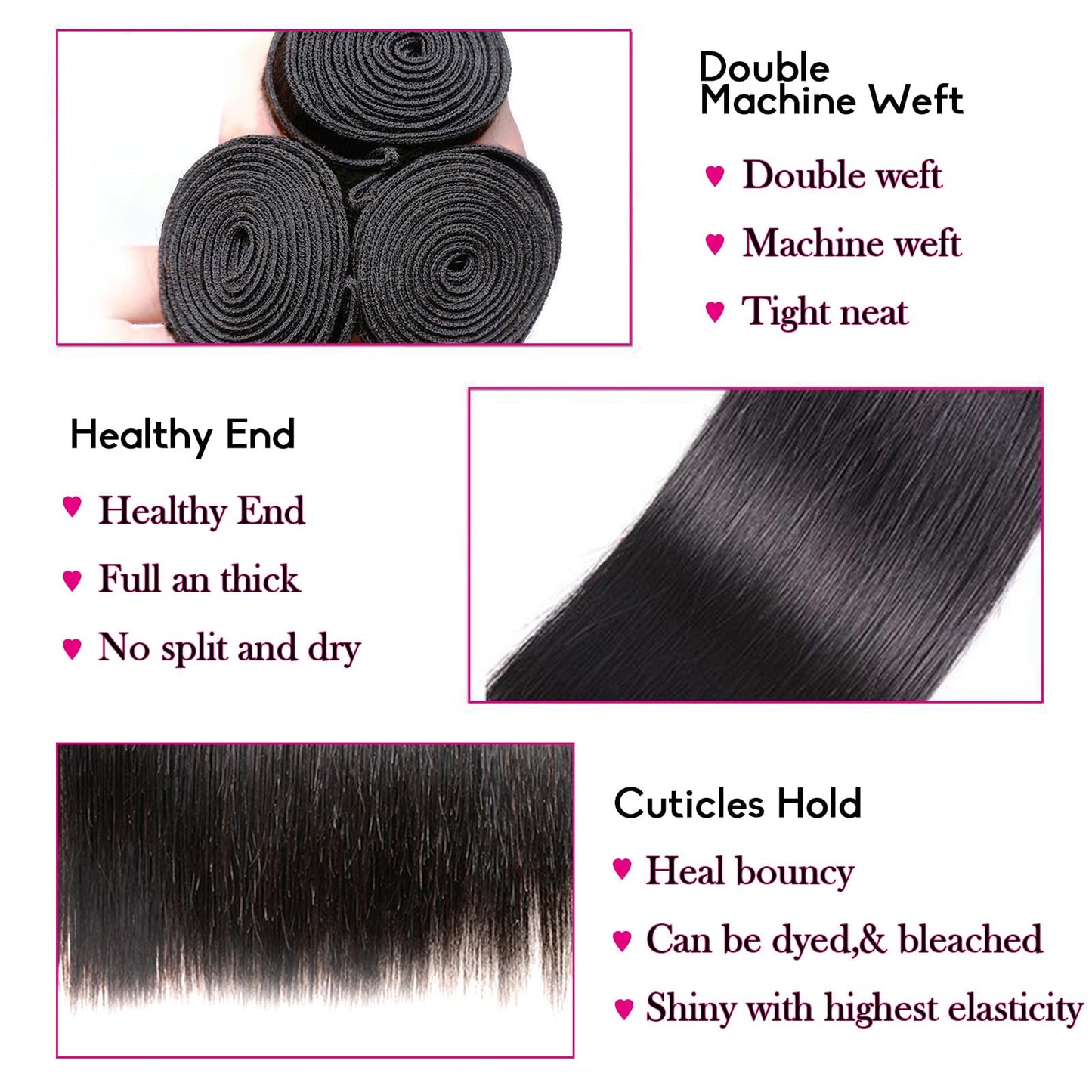 VIYAVIYA Straight Human Hair Bundles 12 14 16 Inches 3 Bundles Unprocessed Virgin Brazilian Hair Bundles For Black Woman Weave Hair Human Bundles