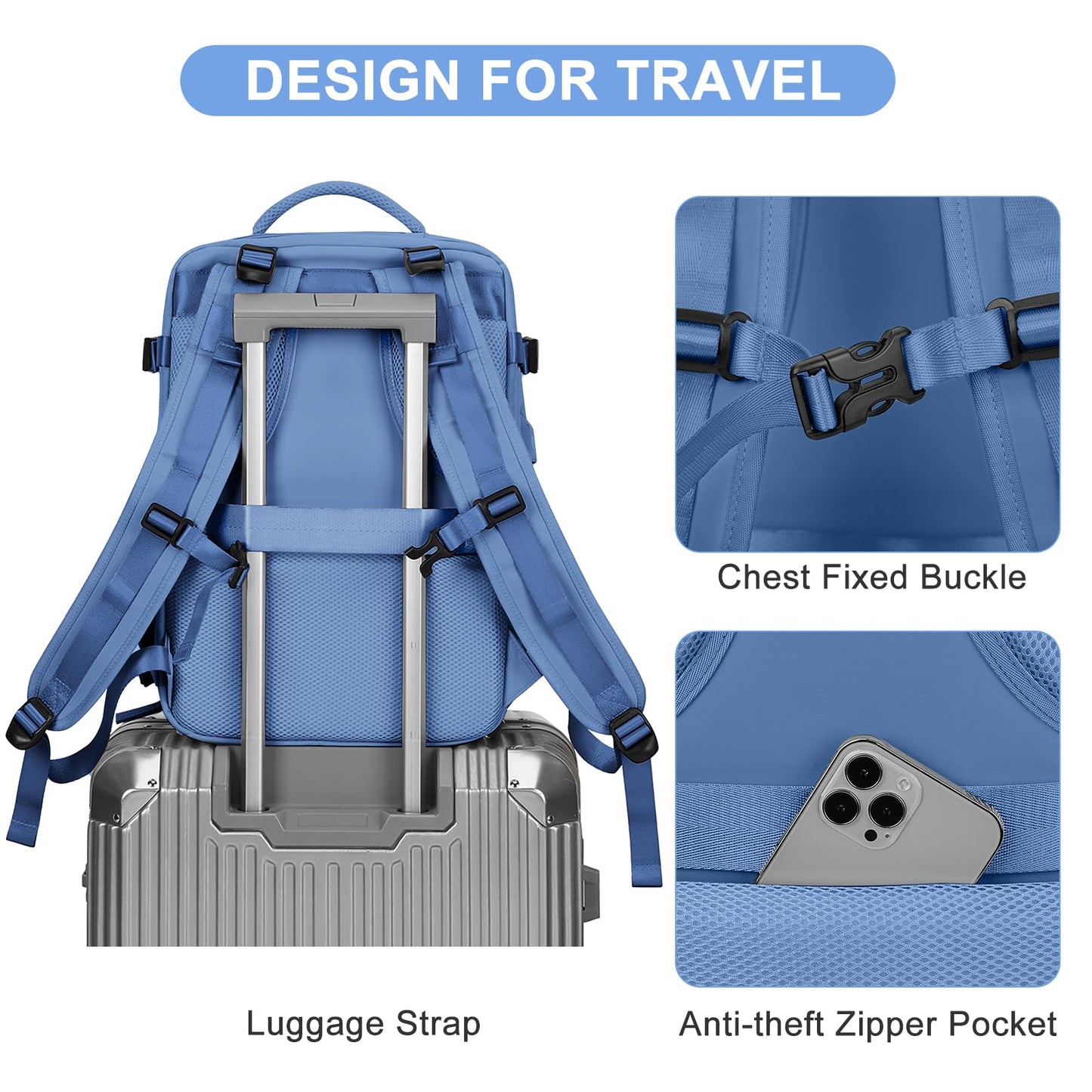 Travel Backpack for Women Airline Approved Carry on Backpack for Airplanes Mochila De Viaje Personal Item Travel Bag Spirit Airlines Personal Item Bag 18x14x8 Backpack for Traveling on Airplane