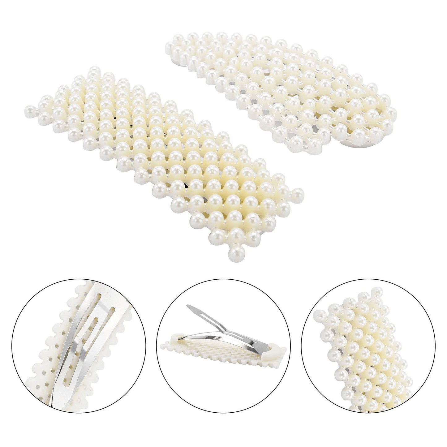 Wismee Pearl Headband Hair Accessories Set Leaf Headband White Faux Pearl Rhinestones Hair Clips Girls Elegant Hair Accessories Kit with Large intestine Hair Ring for Party Wedding Daily (#2)