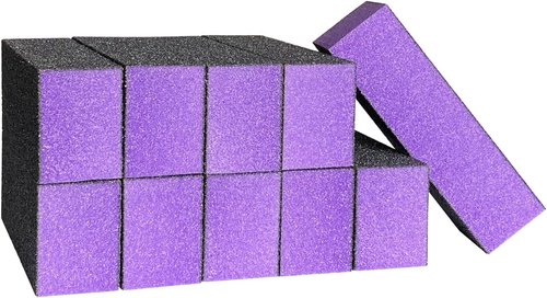 HeeYaa Nail Buffer Sanding Block Set - 10 Pcs 100/180 Grit Polisher for Manicure & Pedicure | Black & Purple