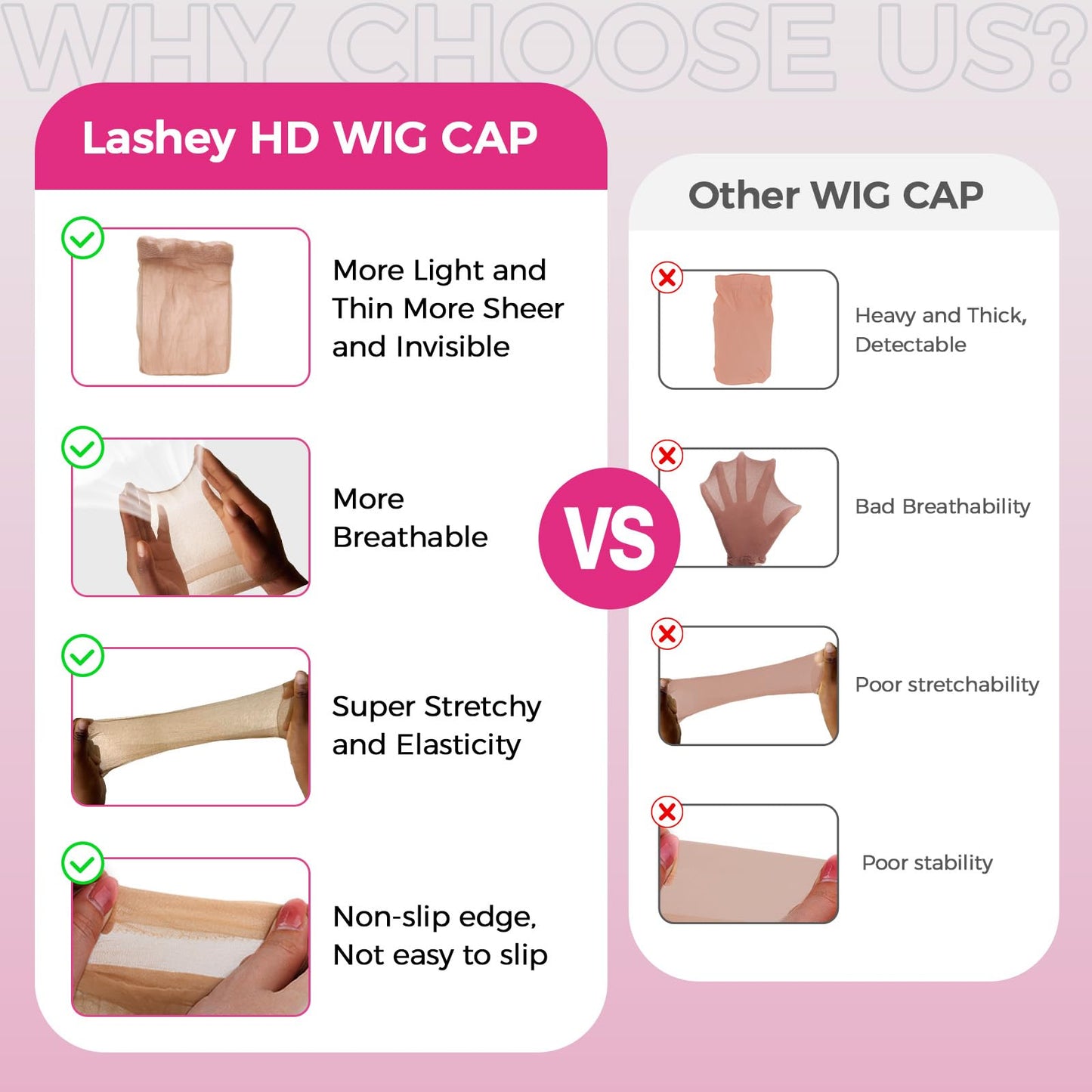Lashey Wig Cap 12 Pieces Dark Brown Swiss Lace Wig Caps Skin-friendly Hair Cap for Wigs Breathable Ultra Thin HD Wig Caps for Women
