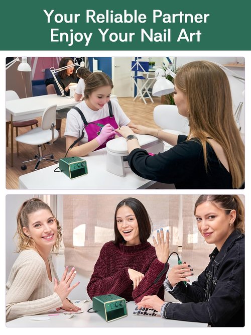 Beloving Nail Drill Machine Electric File, Portable for Acrylic Gel Dip Powder Nails, All in One Nail Drill Kit for Manicure Pedicure, Nail Set with Everything, Dark Green