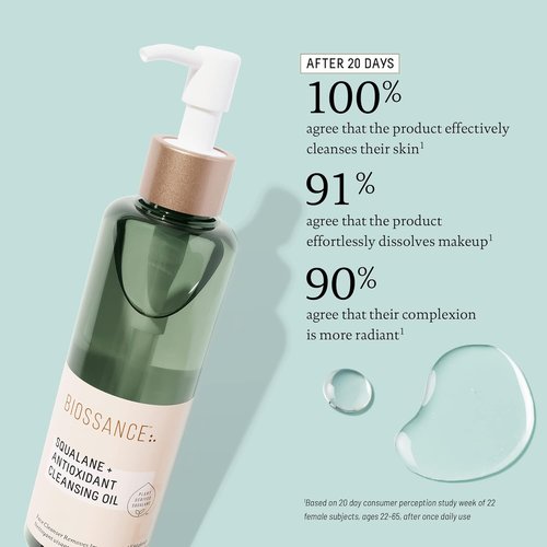 Biossance Squalane Cleansing Oil - Lightweight Makeup Remover & Hydrating Facial Oil for All Skin Types