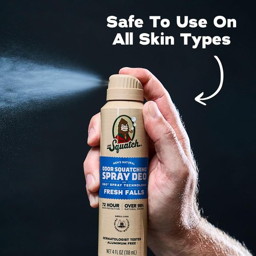 Dr. Squatch Natural Men’s Deodorant - Quick Dry, Aluminum-Free, Dermatologist-Tested | Fresh Falls, 4oz (2-Pack)